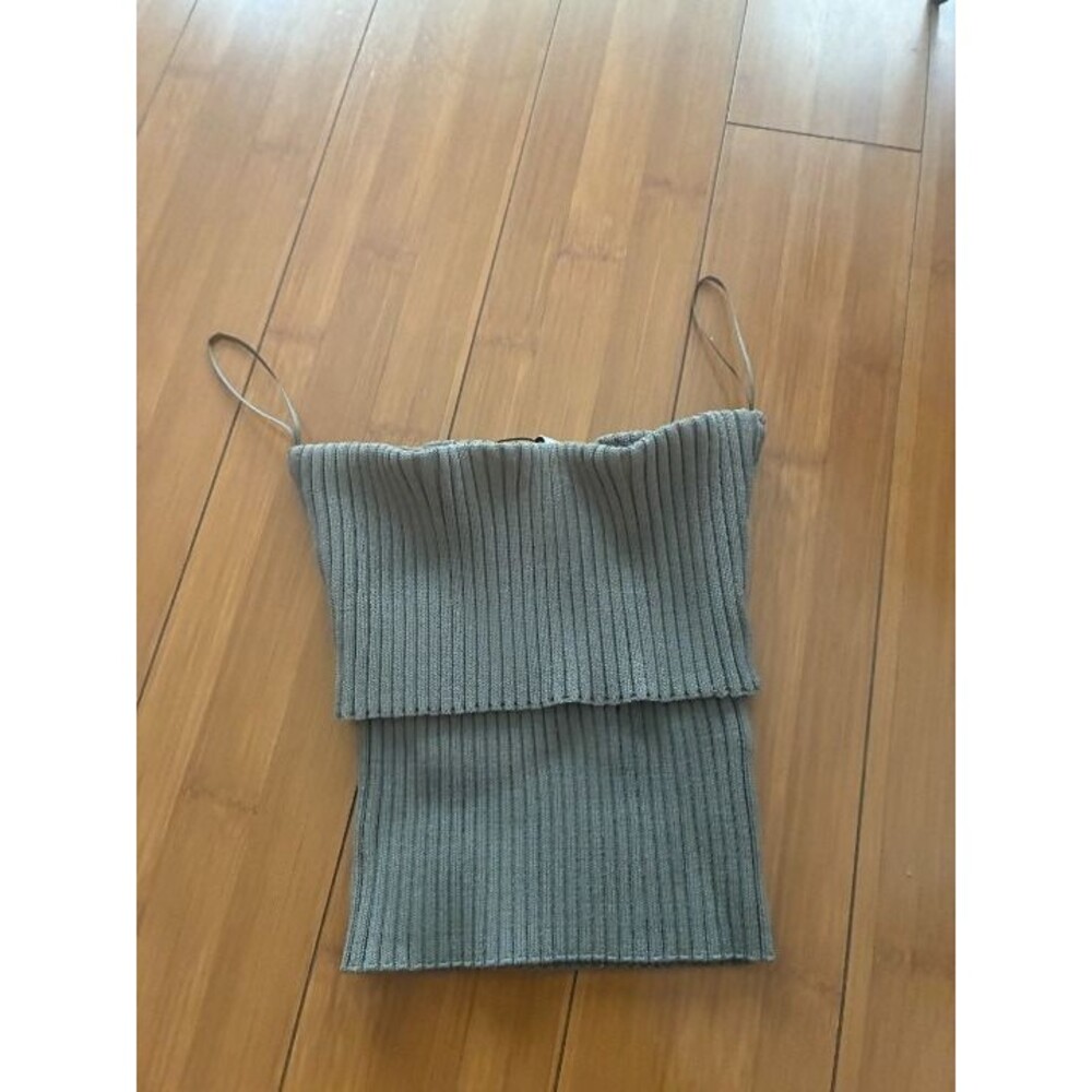 Zara Women's Dark Gray Ribbed Sleeveless Tube Crop-top NWT Small